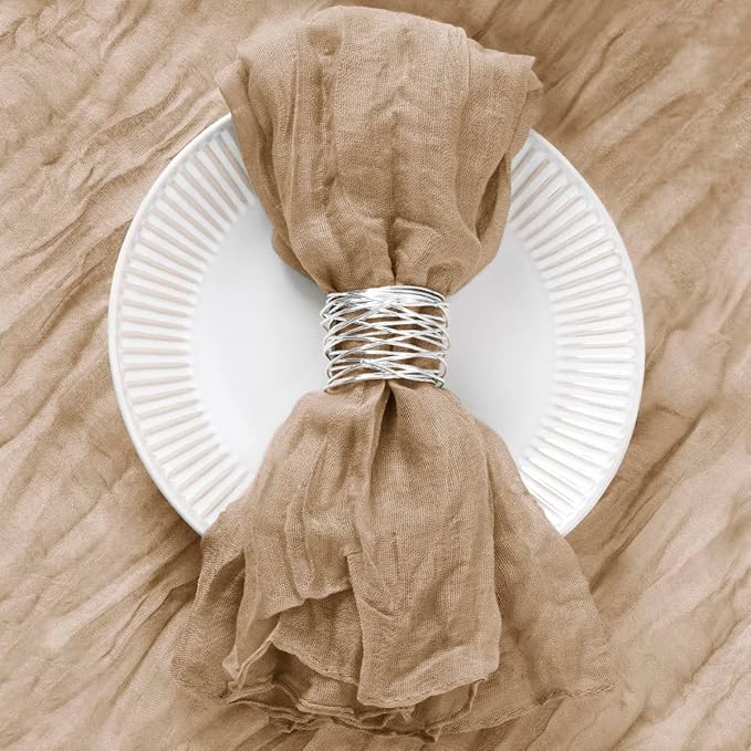 DeZerlor 30 Pack Nude Cheesecloth Napkins Christmas Cloth Napkins Set of 30 Coffee Holiday Dinner Napkins Bulk 21x21 Inches for Wedding Bridal Shower Baby Shower Xmas Parties