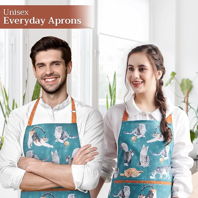 Maison d' Hermine 100% Cotton Apron for women with Pocket Kitchen Chef Apron for Men Cooking Mothers Day Gifts