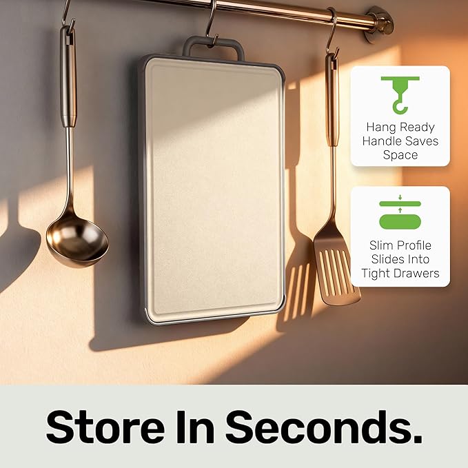 Chopzilla Titanium Cutting Board, Food Safe Double Sided PP and Titanium Cutting Boards for Kitchen with Etched-In Ruler for Meats, Vegetable Chopping, Dishwasher Safe - 15.75" x 10.5" (1 Pk)