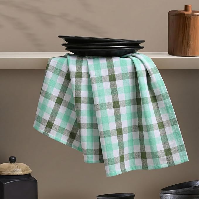 Gingham Check Cloth Napkins 12 Pack, 18x18 Inch, Reusable Dinner Table Linens, Washable Fabric Napkins for Entertaining, Celebrations, Formal Meals - Mint Green, Aqua Green, White