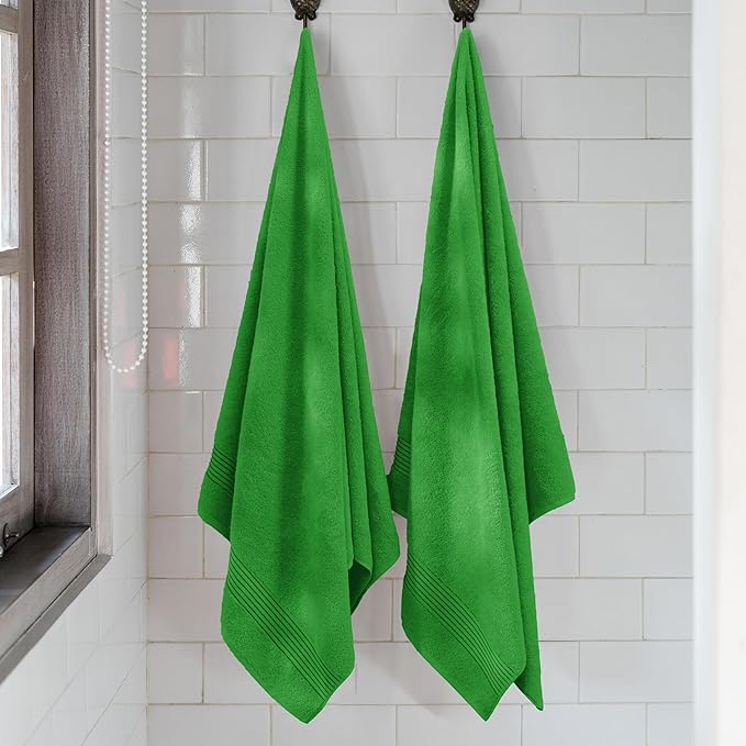 Mocassi Luxury 100% Turkish Cotton 2-Pack Bath Towel Set- Ultra Soft, Quick Dry Highly Absorbent 27 x 54 inch Premium Spa Hotel Quality 2PC Bath Towels - Luxurious Soft Bathroom Towels, Emerald Green
