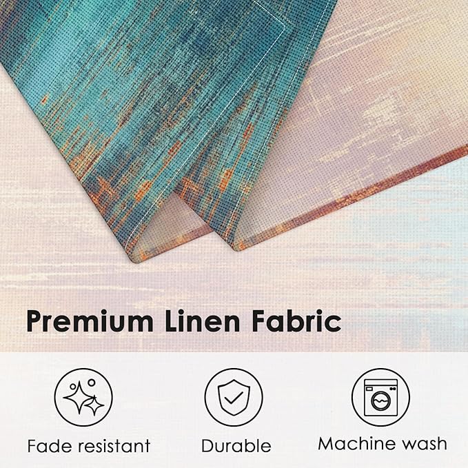 Emvency Farmhouse Placemats Set of 6,12x18 Inch Linen Rectangular Place Abstract Vintage Grunge Colorful Modern Table Mats for Indoors & Outdoor Home Party Kitchen Dining Decoration