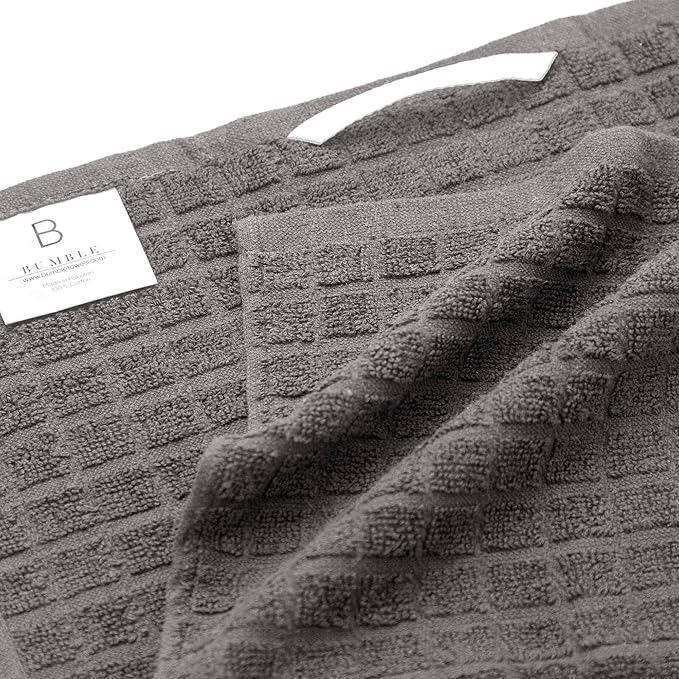 Bumble Kitchen Towels (6 Pack) | 16" x 28" | 100% Cotton Dish Towels for Kitchen | 380 GSM | Soft, Highly Absorbent & Durable Dish Towels with Hanging Loop | Gray