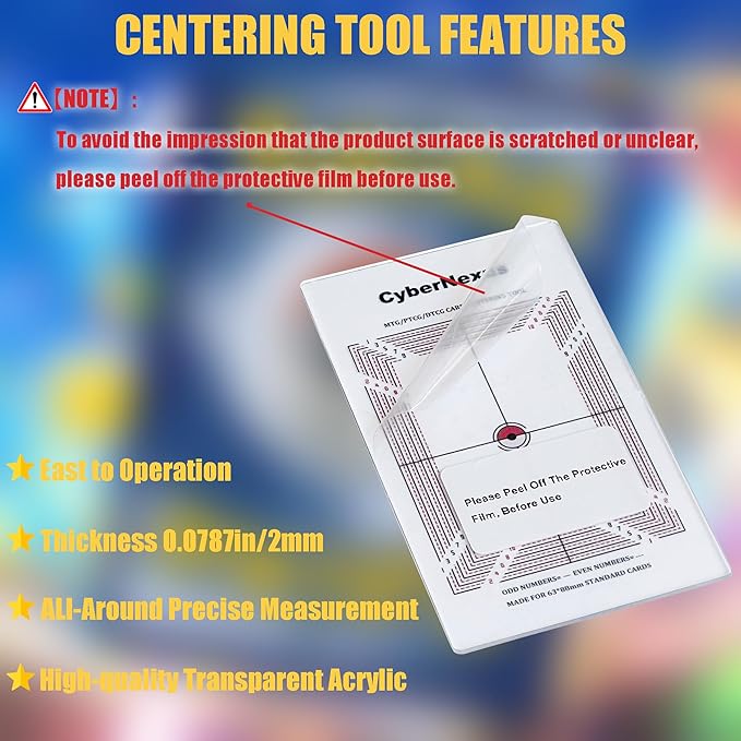 Card Grading Centering Tool for Pokemon, Trading Cards Measuring Tools, Come with Cleaning Cloth Kit & 30X Magnifying Implement for PSA's Latest Grading Standards/BGS Submissions