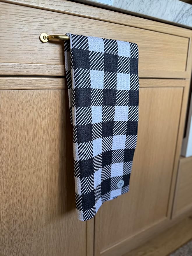 2 Pack || Double Sided|| Not Your Ordinary Kitchen Towels || Dish Towels || Quick Dry || Waffle Weave Microfiber || Designer Prints || Highly Absorbent || Hanging Hook (Fall Leaves Black)