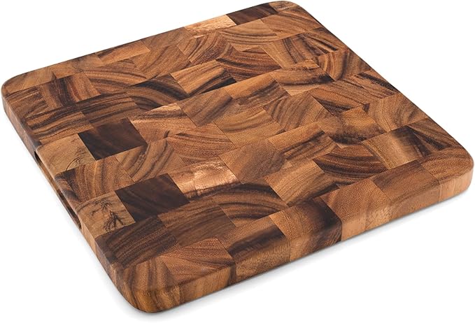 Ironwood Oslo End Grain Square Utility Cutting Board, One Size, Acacia Wood, Brown