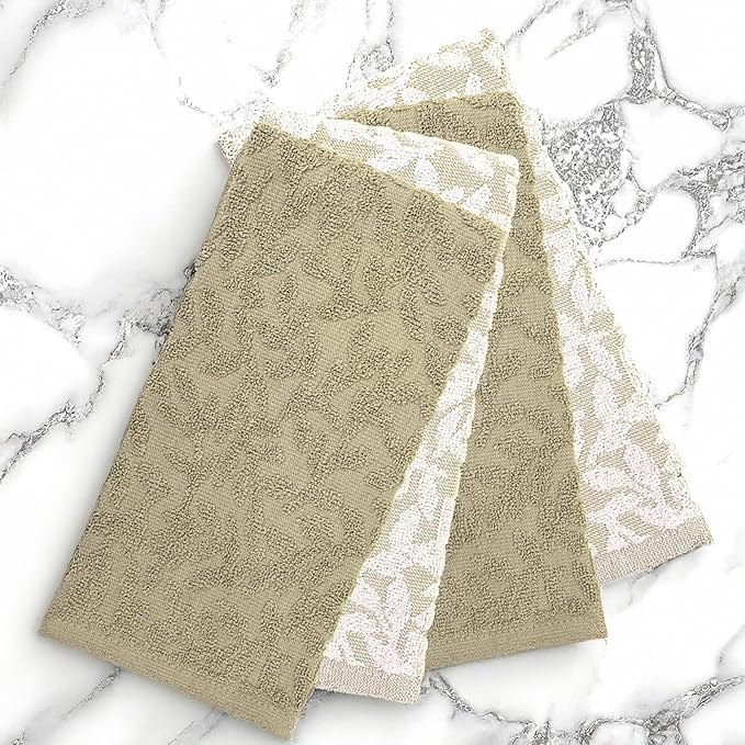 MosJos 4 Pack Hand Towels, Cotton Sage Green and White Floral Kitchen Towel, Soft and Absorbent Hand Drying Towels 18 x 28