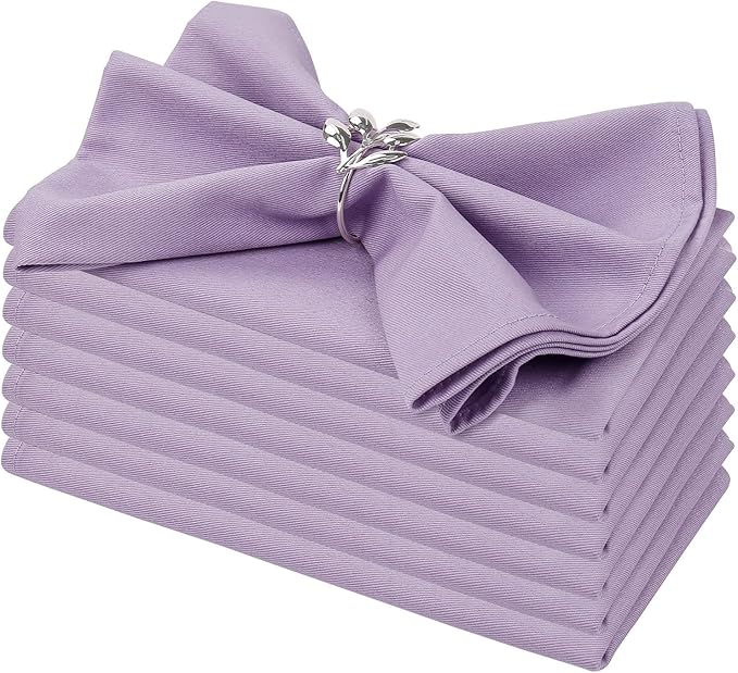 Purple Cloth Napkins Set of 6, 100% Cotton Cloth Napkins Washable Reusable, Perfect as Wedding Cloth Napkins/Holiday Lavender Cloth Napkins for Dinner Table Everyday Use (Purple)