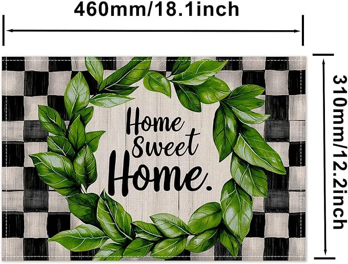 HOMETITUTE Placemats Set of 4 12x18 inch Spring Table Mats for Dining Table Sweet Home Linen Placemats Farmhouse Decorations Kitchen Decor Desk Mat for Outdoor Home Party Kitchen Seasonal Dining