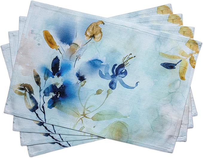 Maison d' Hermine Placemats Set of 4 100% Cotton Washable Cloth Place Mats Reusable Table Mats for Kitchen Dining Party Wedding Gifts for Mothers Day Spring/Summer (Lazy Summer Days, 13" x 19")
