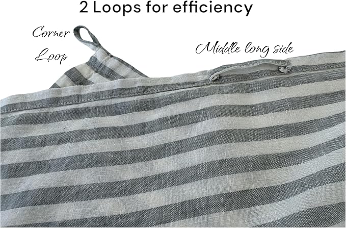 Eight Owls Stonewashed Linen Kitchen Dish Towels - 20 x 27 inch – 100% Pure Linen Tea Towel/Hand Towel - Set of 2 (Sage Stripe)