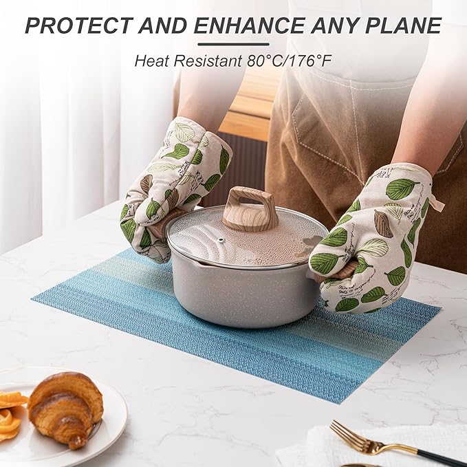 CADONO Placemats Set of 4 Washable Indoor/Outdoor Vinyl Place Mats for Dining Table Durable Non-Slip Heat Resistant PVC Weave Table Mats（Ocean Geode）