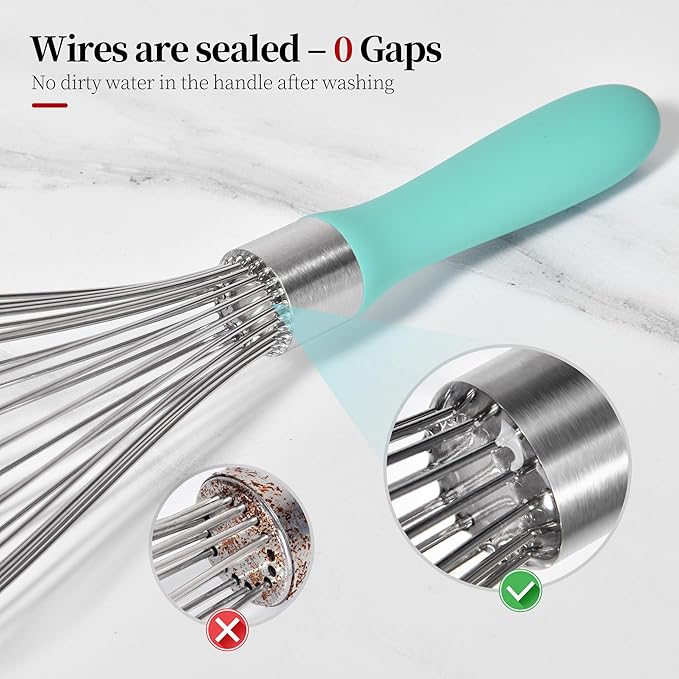 12inch Kitchen Wire Whisk, 18/10 Stainless Steel Metal Balloon Wisk （Large, Aqua Sky）