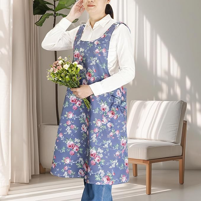 NEOVIVA Kitchen Aprons for Women with Pockets,Cooking Aprons for Women,Vintage Apron for Baking Gardening,Gifts for Mothers