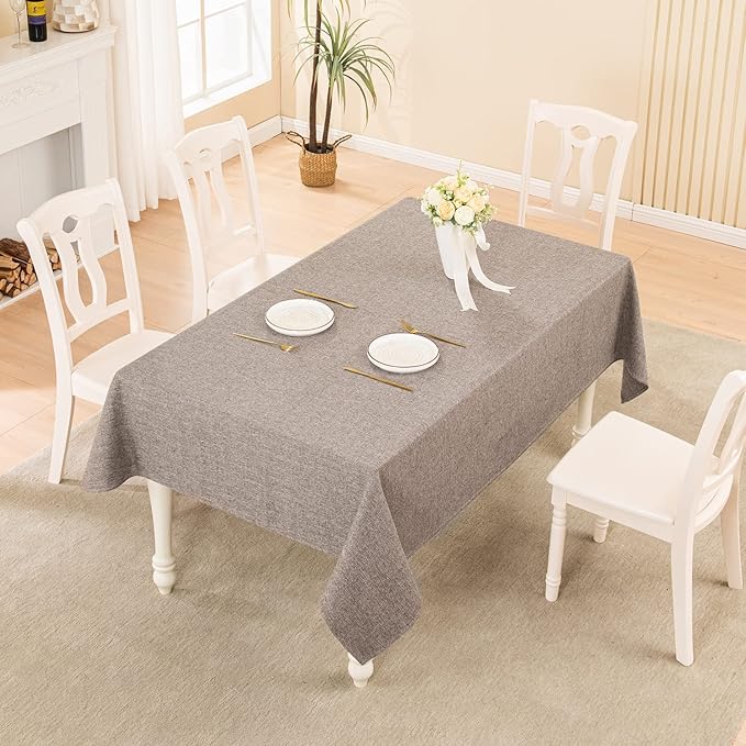 BALCONY & FALCON Square Tablecloth - Small Waterproof Table Cloth, Wrinkle Resistant Table Cover Linen Fabric Tablecloths for Dining Kitchen Wedding and Outdoor Decoration (Taupe Gray, 55"x55")