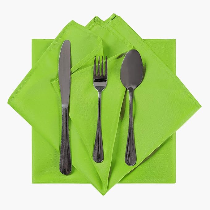 Cloth Napkins 17x17 inch Washable Polyester Dinner Napkins Soft Table Napkins for Wedding Party Dining Banquet(Apple Green,12PCS)