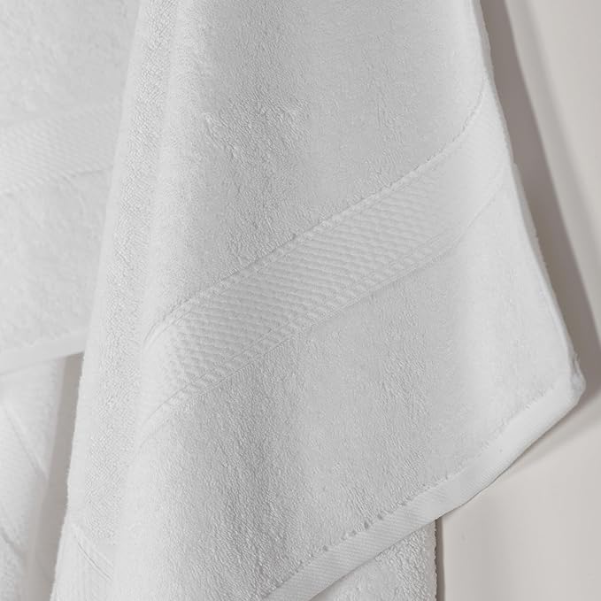 Superior Solid Egyptian Cotton Bath Towel Set, 30" x 55", White, 2-Pieces