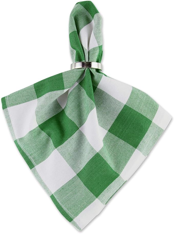DII Buffalo Check Collection, Classic Farmhouse Cloth Napkin Set, 20x20, Green & White, 6 Piece