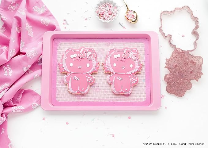 Handstand Kitchen Hello Kitty Commemorative 50th Anniversary Quarter Baking Sheet with Non-Stick Baking Mat Set