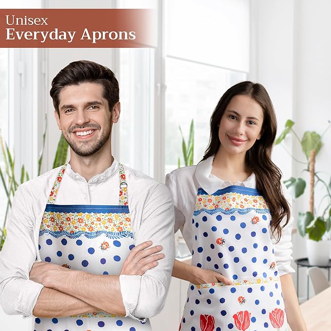 Maison d' Hermine 100% Cotton Apron for women with Pocket Kitchen Chef Apron for Men Cooking Mothers Day Gifts