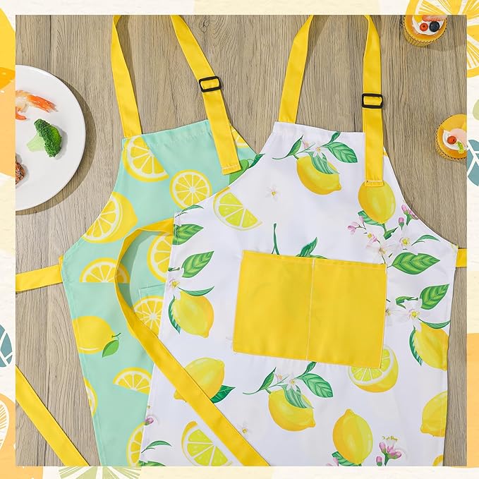 2 Pack Kids Apron, Cute Cooking Aprons, Waterproof Art Apron with Pockets, Toddler Painting Artist Apron Adjustable