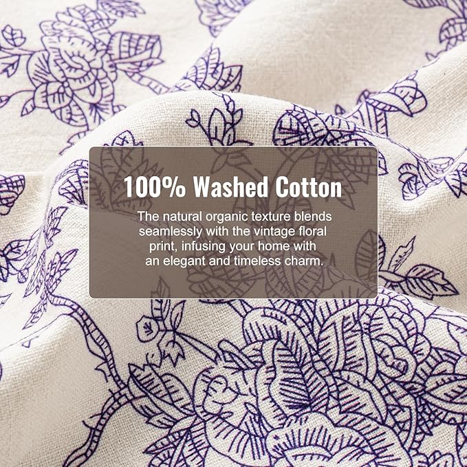 100% Cotton French Pastoral Kitchen Towels Set of 2, Decorative Flour Sack Tea Towels with Hanging Loop 18x25 Inch Absorbent Dish Cloths Farmhouse Home Decor, Purple