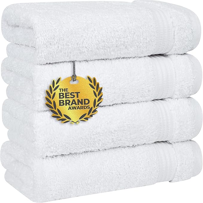 Cotton Paradise Hand Towels for Bathroom, 100% Cotton Turkish 4 Piece Hand Towel Set, Soft Absorbent Face Towels, White Hand Towels