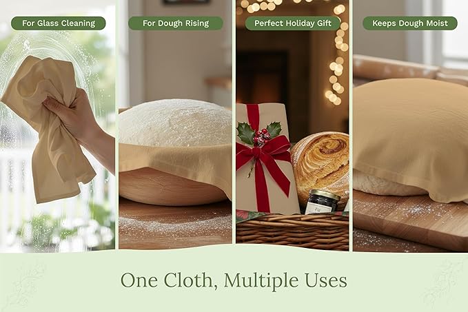 Beige Flour Sack Tea Towels - 100% Organic Cotton, 5 Pack, 27"x27", Highly Absorbent Beige Dish Towels - Versatile Lint-Free Kitchen Towels for Baking - Customizable and Easy to Embroider (5 Pack)