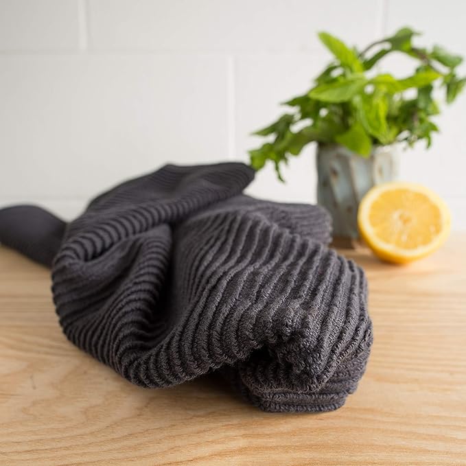 Now Designs Ripple Kitchen Towel, Set of 2, Black