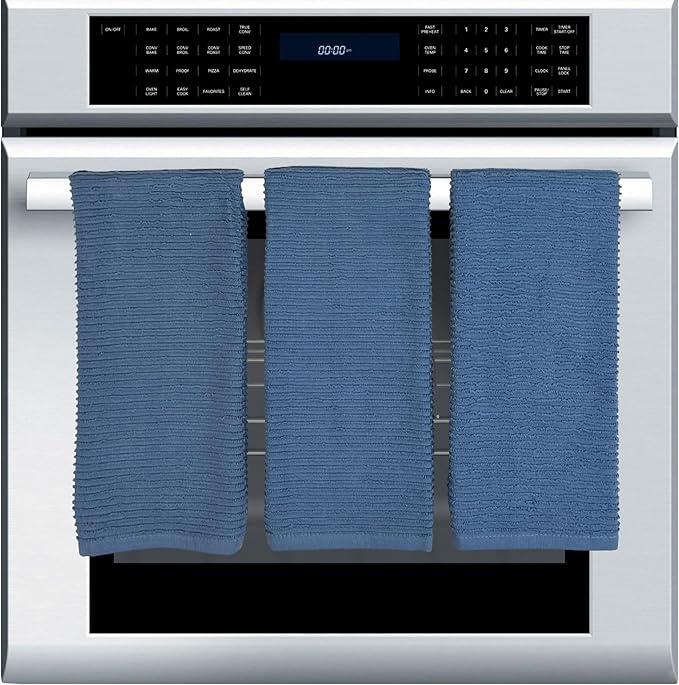 Chambray Light Blue Kitchen Hand Dish Towels: Oversized 28" x 18", 100% Cotton Cloth Soft Cleaning Drying Absorbent Textured Design, Set of 3 Multipurpose for Everyday Use