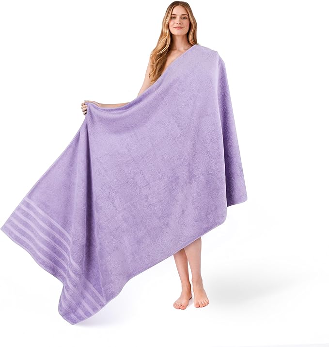 American Soft Linen 35x70 Jumbo Large Bath Towel, 600 GSM 100% Cotton Turkish Bath Sheet, Oversized Luxury Bath Towel for Bathroom Beach and Pool, Lilac