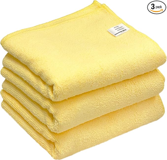 Simple Houseware 3-Pack Microfiber Cleaning Towels, Heavy-Duty & Reusable Cloths for Home, Kitchen, and Car, 16" x 24", 325 GSM