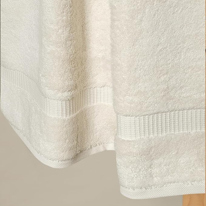 SALBAKOS 100% Turkish Cotton Hand Towel Set of 6 16x30 inch | Heirloom Quality | Hotel & Spa Collection | Ultra Soft, Super Absorbent, Long Lasting Hand Towels | Made in Turkey (Ivory, 6 Hand Towels)