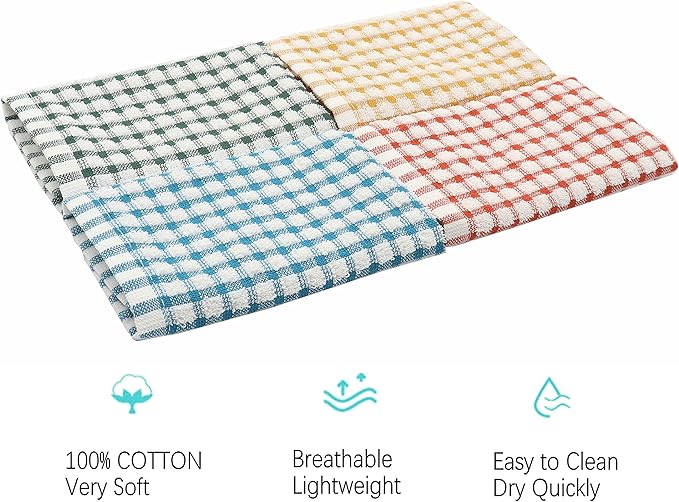 Cotton Cleaning Rags Terry Dish Cloths for Washing Dishes, Set of 8 Dish Rags for Cleaning, Light and Soft Dish Towels for Kitchen Drying Dishes, 11.8 Inch x 11.8 Inch (Mix Color)