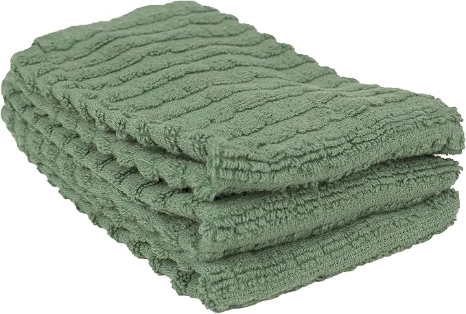 Ritz Royale Collection 100% Combed Terry Cotton, Highly Absorbent, Kitchen Dish Cloth Set, 13-3/4" x 12", 3-Pack, Solid, Juniper