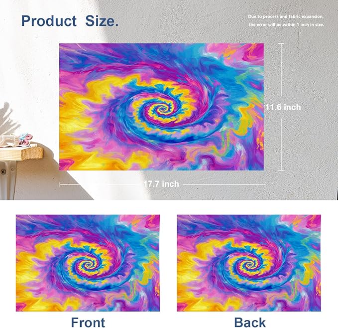 Batmerry Swirl Cosmic Blend Placemats, Kaleidoscopic Dreamy Washable Linen Table Mats for Kitchen Table Double Insulation Decor Dining Set Indoor Outdoor 12X18 in Set of 4
