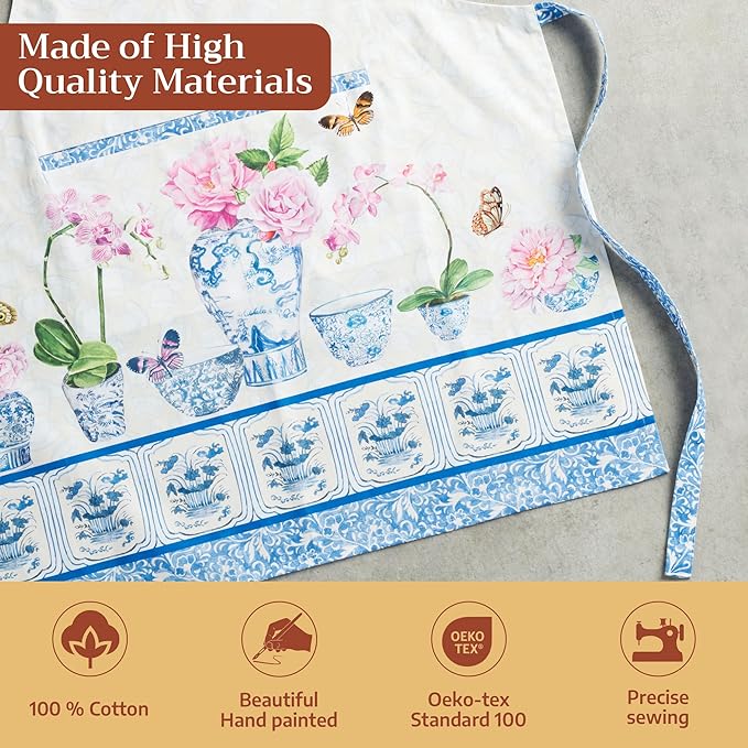 Maison d' Hermine 100% Cotton Apron for women with Pocket Kitchen Chef Apron for Men Cooking Mothers Day Gifts