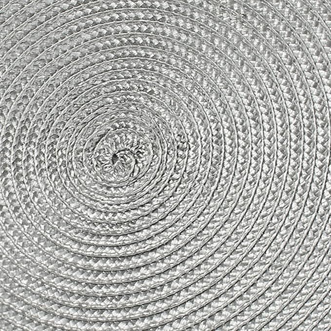 AHHFSMEI Round Placemats Set of 6 Heat Resistant Washable Non-Slip Woven Braided Table Mats for Dining Table Kitchen & Home Decor (Grey B)