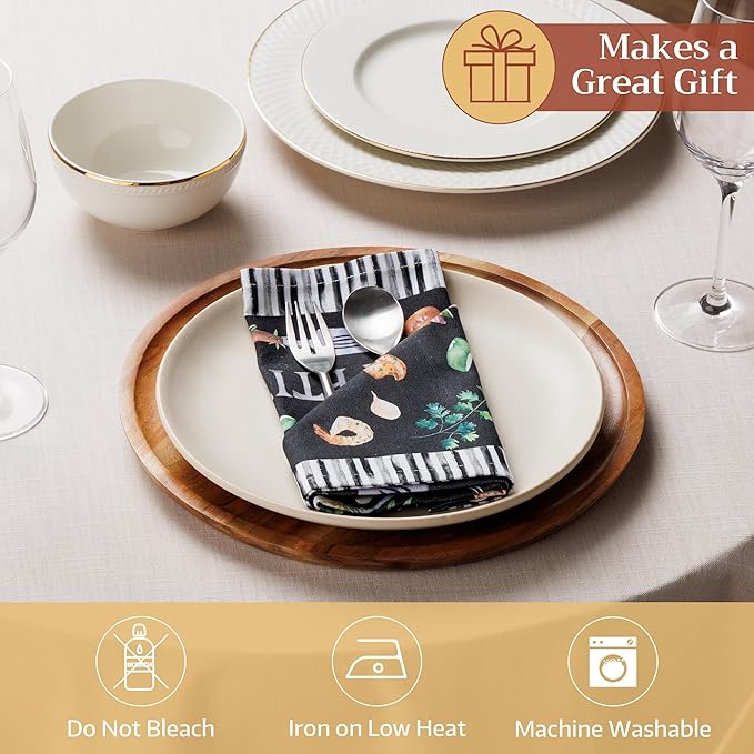 Maison d' Hermine Cloth Napkins Set of 4 100% Cotton Everyday Reusable Square Napkins Cloth Washable Dinner Party Wedding Restaurant Gifts for Mothers Day Spring/Summer (Just BBQ, 18" x 18")