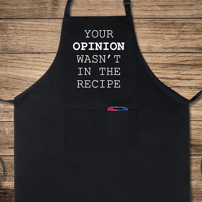Xornis 100% Cotton Funny Apron with 2 Pockets for Men Women BBQ Grilling Adjustable Bib Black Aprons Gifts Cooking Kitchen