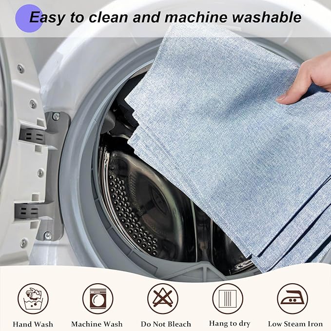 Cloth Placemats Set of 6, Cotton Linen Blend Machine Washable Double Layered Place Mats, Heat Resistant Placemats Wrinkle Free Thick Fabric Dining Table Mats for Indoors & Outdoors (Light Blue, 6)