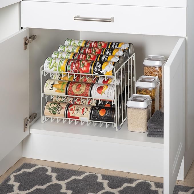 Kitchen Details 3 Tier Can Storage Organizer Rack in White