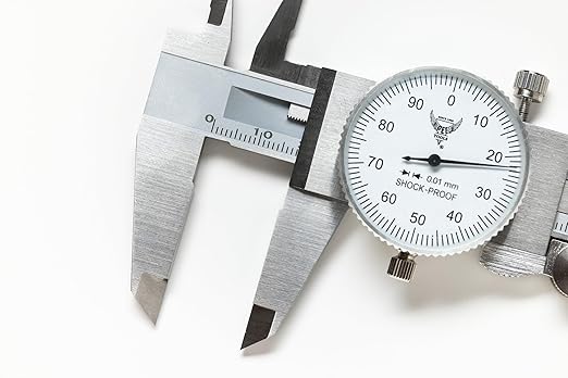 PEC Dial Caliper 0-150mm, Stainless Steel Precision Measuring Tool with Shock-Proof Dial, High Accuracy ±0.03mm