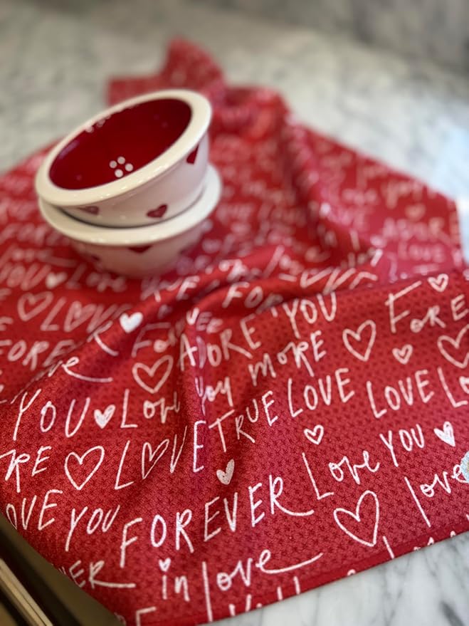 || 3 Pack|| Double Sided || Not Your Ordinary Dish Towels || Waffle Weave Microfiber|| Highly Absorbent || Hanging Loop || Dish Cloths || Modern || Designer Prints || Valentines