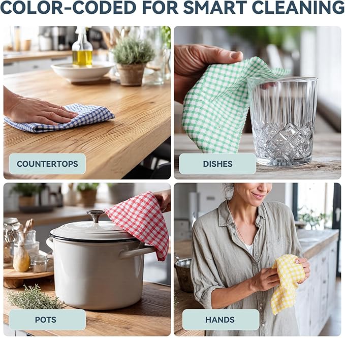 Egles 12 Packs Kitchen Dishcloths 12x12 Inches 100% Cotton Kitchen Dish Cloths for Washing Dishes Scrubbing Wash Cloths Dish Towels Sets (Mix Color)