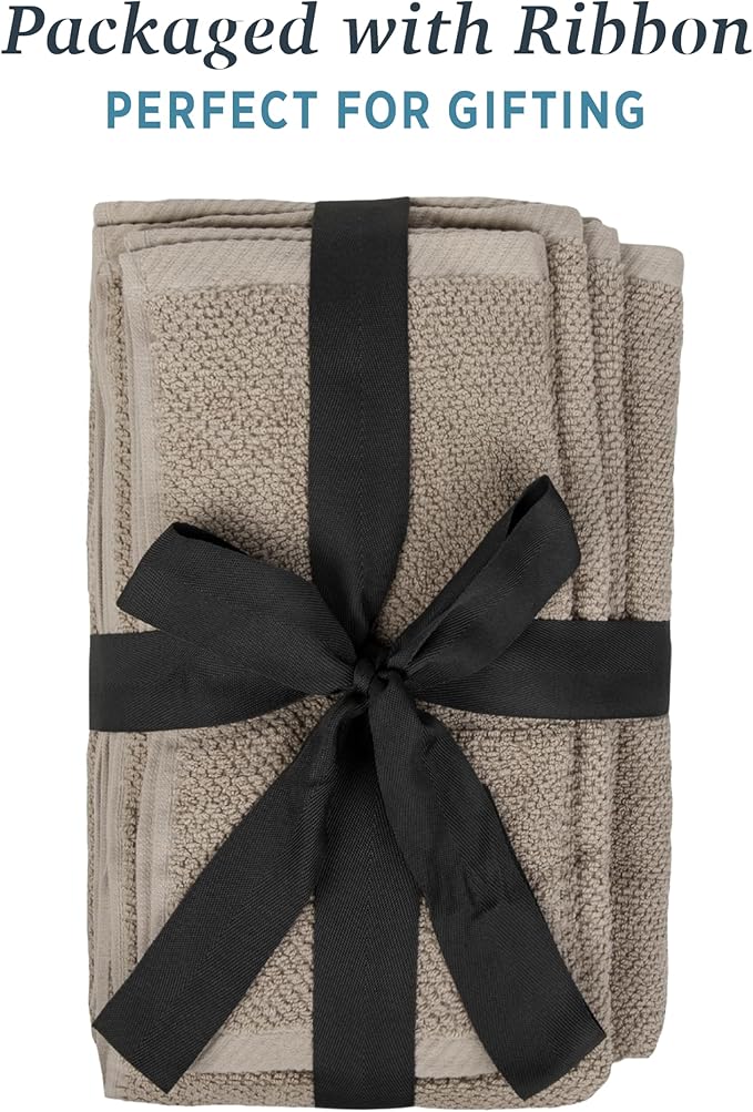 Welhome Franklin 100% Cotton Popcorn Textured Towel Set - 4 Pack Bath Towels, 600 GSM, Soft & Plush, Taupe