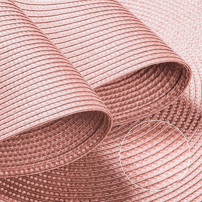 FunWheat Round Braided Placemats Set of 4 Table Mats for Dining Tables Woven Washable Non-Slip Place mats 15inch (Pink, 4pcs)