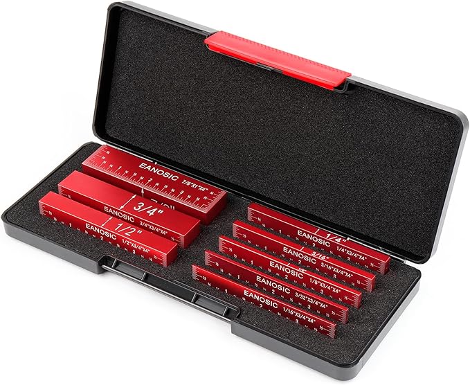 EANOSIC Setup Blocks Height Gauge Set, 8pcs Precision Aluminum Setup Bars for Router and Table Saw Accessories Woodworking Set Up, Bars Include Laser Engraved Size Markings (Extra Long 4 Inch)