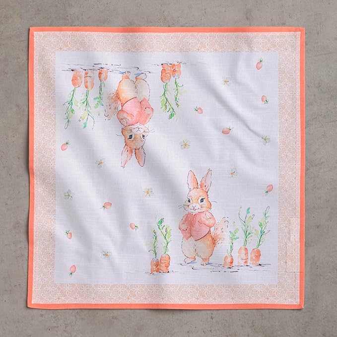 Maison d' Hermine Cloth Napkins Set of 4 100% Cotton Everyday Reusable Square Napkins Cloth Washable Dinner Party Wedding Restaurant Gifts for Mothers Day Spring/Summer (Bunny Party, 20" x 20")