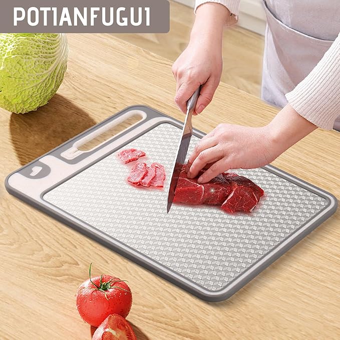 2 In 1 Cutting Boards Non Toxic for Gourmet Kitchen Aficionados - 304 Stainless Steel and Food Grade Wheat Straw Double Sided Design - Scratch-Resistant Mesh - Easy-Clean With Juice Groove (15”×10”)